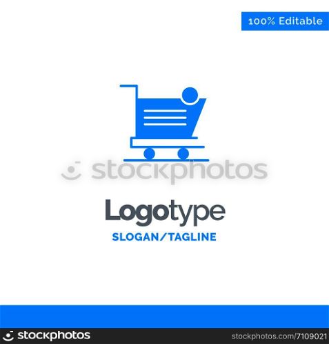 Cart, Shopping, Shipping, Item, Store Blue Solid Logo Template. Place for Tagline