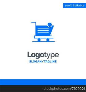 Cart, Shopping, Shipping, Item, Store Blue Solid Logo Template. Place for Tagline