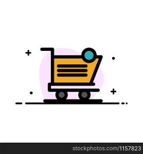 Cart, Shopping, Shipping, Item, Store Business Flat Line Filled Icon Vector Banner Template