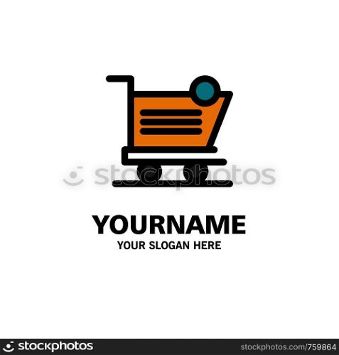 Cart, Shopping, Shipping, Item, Store Business Logo Template. Flat Color
