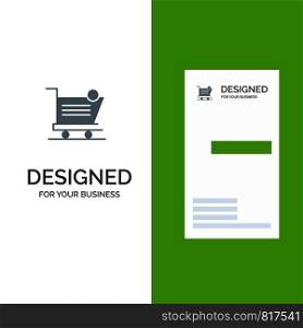 Cart, Shopping, Shipping, Item, Store Grey Logo Design and Business Card Template