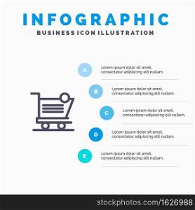 Cart, Shopping, Shipping, Item, Store Line icon with 5 steps presentation infographics Background