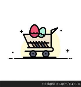 Cart, Trolley, Easter, Shopping Business Flat Line Filled Icon Vector Banner Template