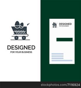 Cart, Trolley, Easter, Shopping Grey Logo Design and Business Card Template