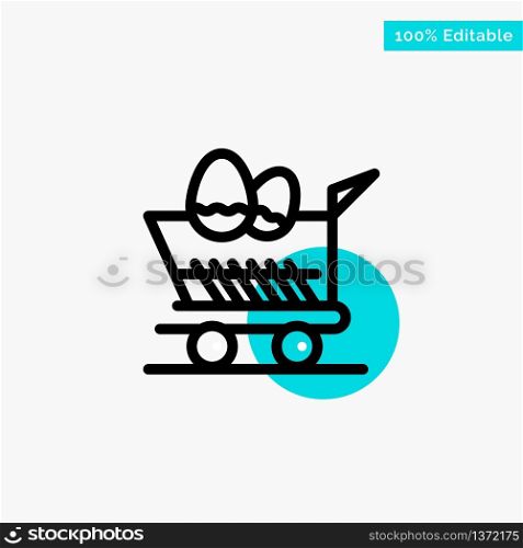 Cart, Trolley, Easter, Shopping turquoise highlight circle point Vector icon