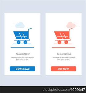 Cart, Trolley, Shopping, Buy Blue and Red Download and Buy Now web Widget Card Template