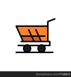 Cart, Trolley, Shopping, Buy Flat Color Icon. Vector icon banner Template