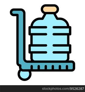 Cart water bottle icon outline vector. Delivery service. Gallon industry color flat. Cart water bottle icon vector flat
