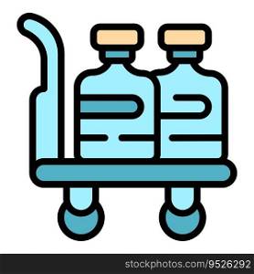 Cart water delivery icon outline vector. Mineral industry. Carry drinking color flat. Cart water delivery icon vector flat