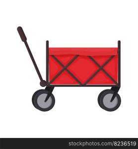 Cart with a soft frame for a garden in a cartoon style. Design for children or for landscaping, harvesting, planting seedlings