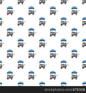Cart with ice cream pattern seamless repeat in cartoon style vector illustration. Cart with ice cream pattern