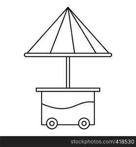 Cart with umbrella icon. Outline illustration of cart with umbrella vector icon for web. Cart with umbrella icon, outline style
