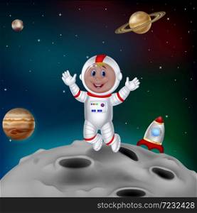 CartoDescriptionon astronaut in outer space