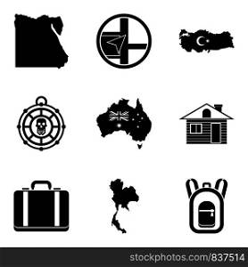 Cartography icons set. Simple set of 9 cartography vector icons for web isolated on white background. Cartography icons set, simple style