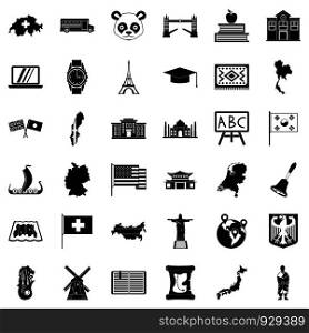 Cartography icons set. Simple style of 36 cartography vector icons for web isolated on white background. Cartography icons set, simple style