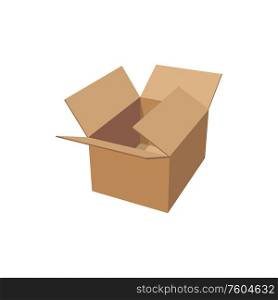 Carton box, delivery and transportation package isolated mockup. Vector cardboard pack, empty paper container. Cardboard packaging container empty carton box