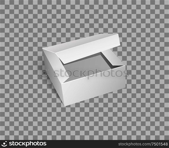 Carton box with open top, empty package isolated icon vector on transparent. Cardboard place to store items, storage and keeping goods, transportation. Carton Box with Open Top Empty Package Vector
