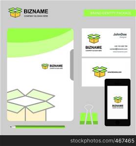 Carton Business Logo, File Cover Visiting Card and Mobile App Design. Vector Illustration