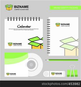 Carton Logo, Calendar Template, CD Cover, Diary and USB Brand Stationary Package Design Vector Template