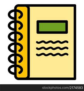 Carton notebook icon. Outline carton notebook vector icon color flat isolated. Carton notebook icon color outline vector