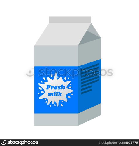 Carton pack of fresh milk in flat cartoon style, stock vector illustration