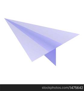 Carton paper airplane icon. Isometric of carton paper airplane vector icon for web design isolated on white background. Carton paper airplane icon, isometric style