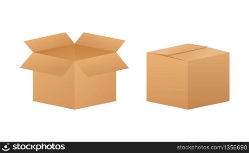 Carton parcel box. Shipping delivery symbol. Gift box icon. Vector stock illustration. Carton parcel box. Shipping delivery symbol. Gift box icon. Vector stock illustration.