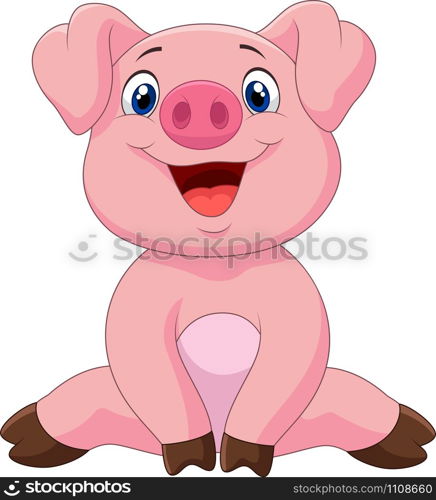 Cartoon adorable baby pig, illustration
