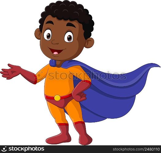 Cartoon african superhero boy posing