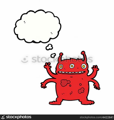 cartoon alien monster with thought bubble