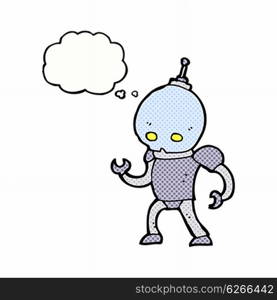 cartoon alien robot with thought bubble