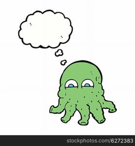 cartoon alien squid face with thought bubble