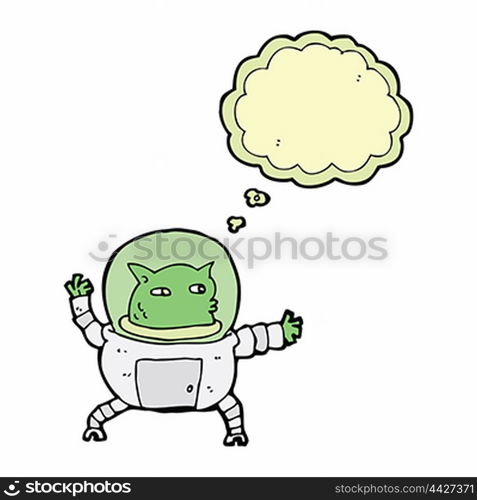 cartoon alien with thought bubble