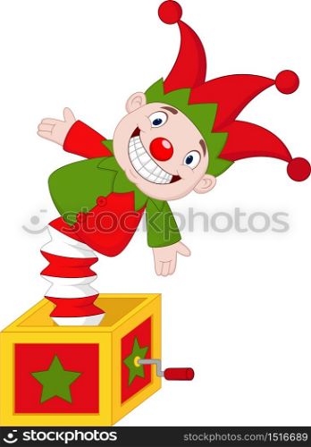 Cartoon Amusing toy jumping out from a box