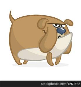 Cartoon angry and funny bulldog illustration. Vector isolated on white