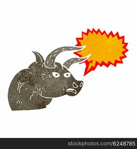 cartoon angry bull head with speech bubble