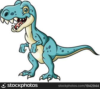 Cartoon angry dinosaur on white background