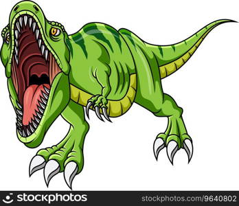 Cartoon angry green dinosaur growling Royalty Free Vector