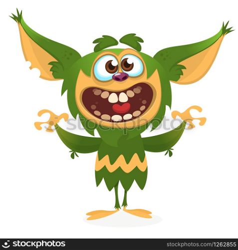 Cartoon angry green monster. Halloween vector illustration