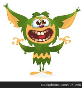 Cartoon angry green monster. Halloween vector illustration