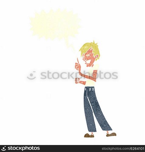 cartoon angry man arguing with speech bubble