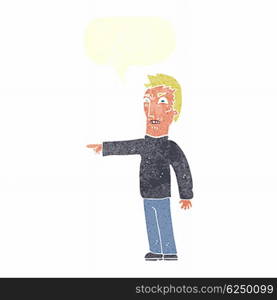 cartoon angry man pointing with speech bubble