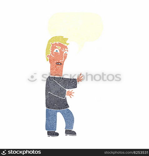 cartoon angry man with speech bubble