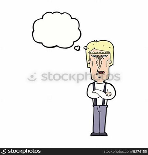 cartoon angry man with thought bubble