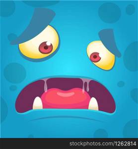 Cartoon angry monster face avatar. Vector illustration