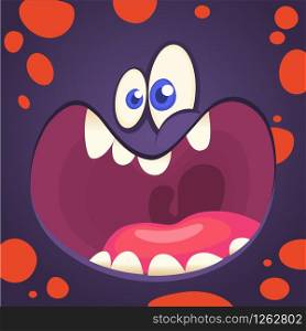 Cartoon angry monster face. Vector image