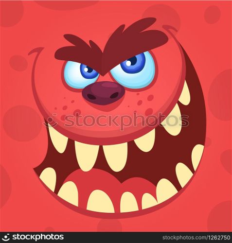 Cartoon angry monster. Vector illustration