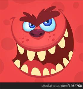 Cartoon angry monster. Vector illustration