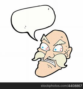 cartoon angry old man with speech bubble