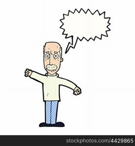 cartoon angry old man with speech bubble